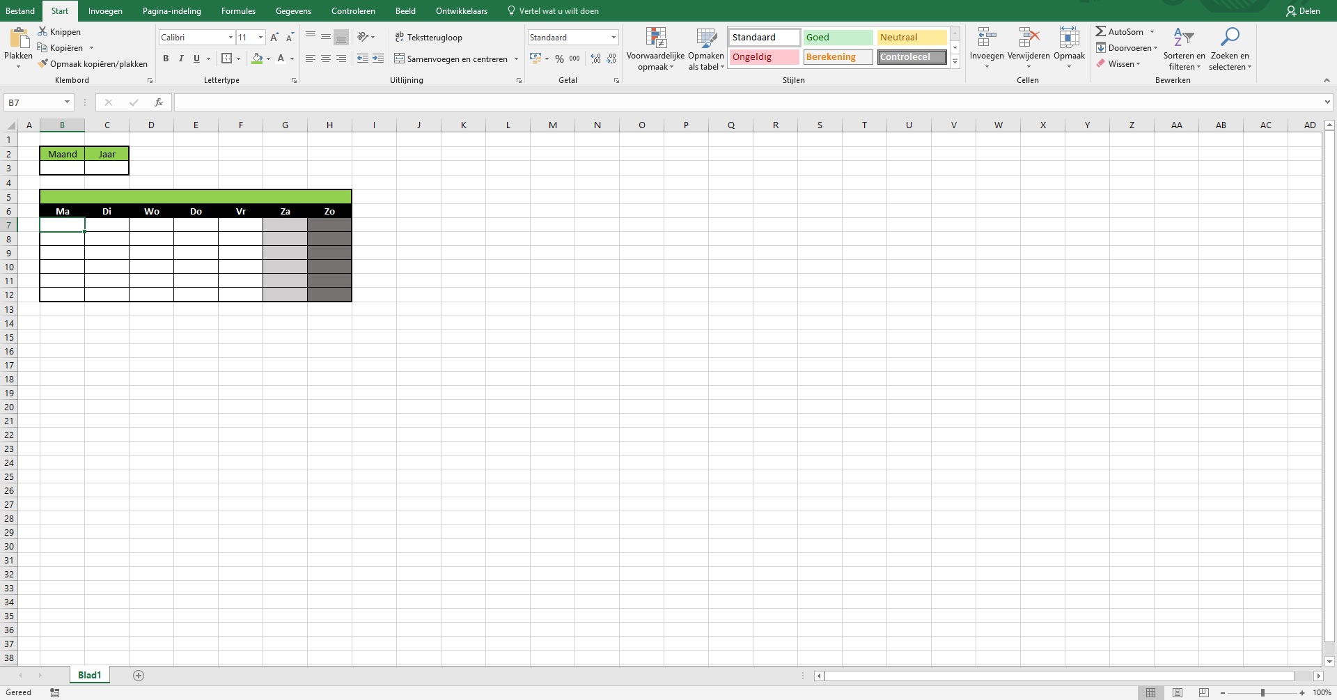 Uitleg voor het maken van een kalender.