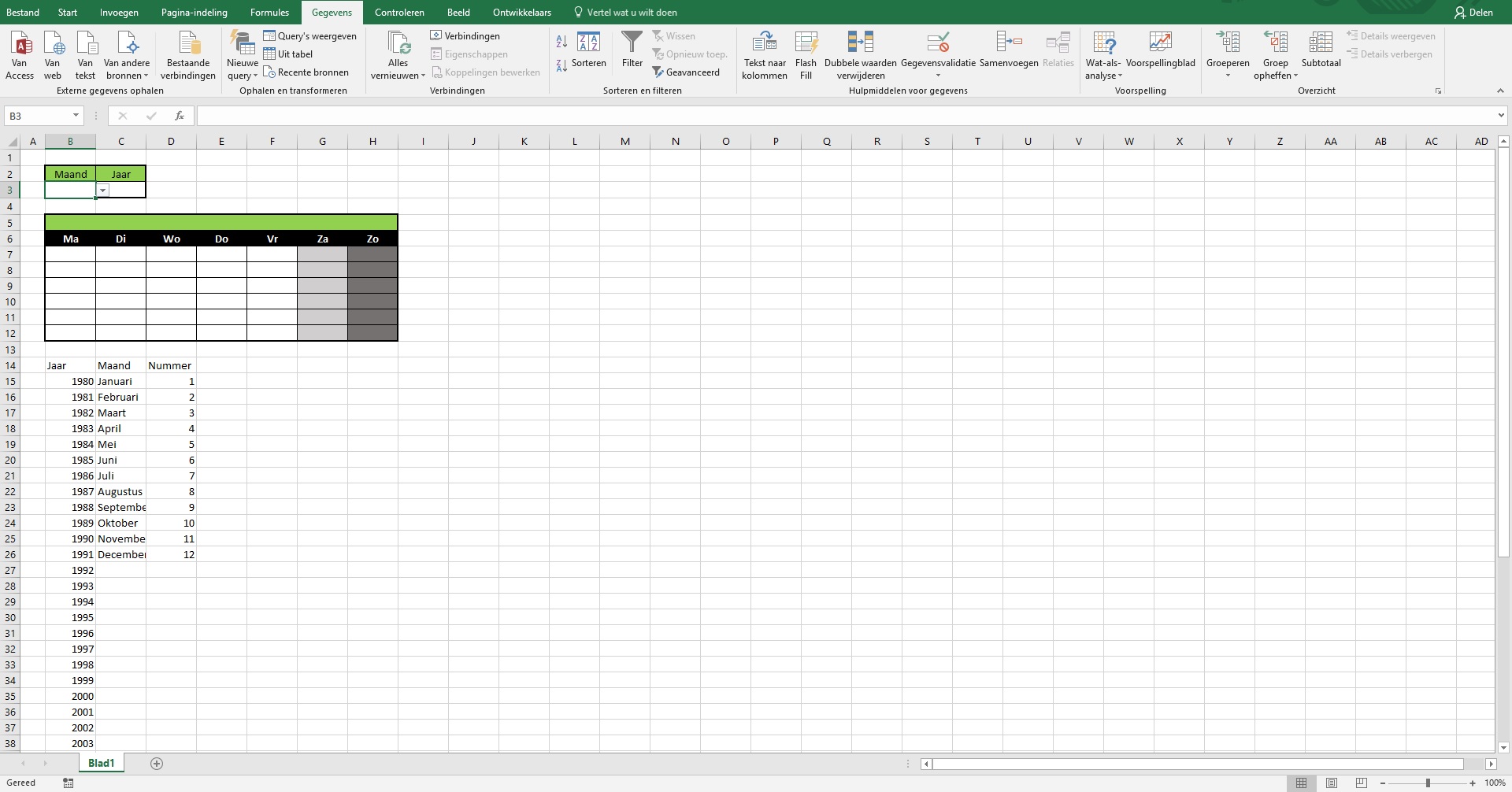 Uitleg hoe je een kalender maakt in excel.